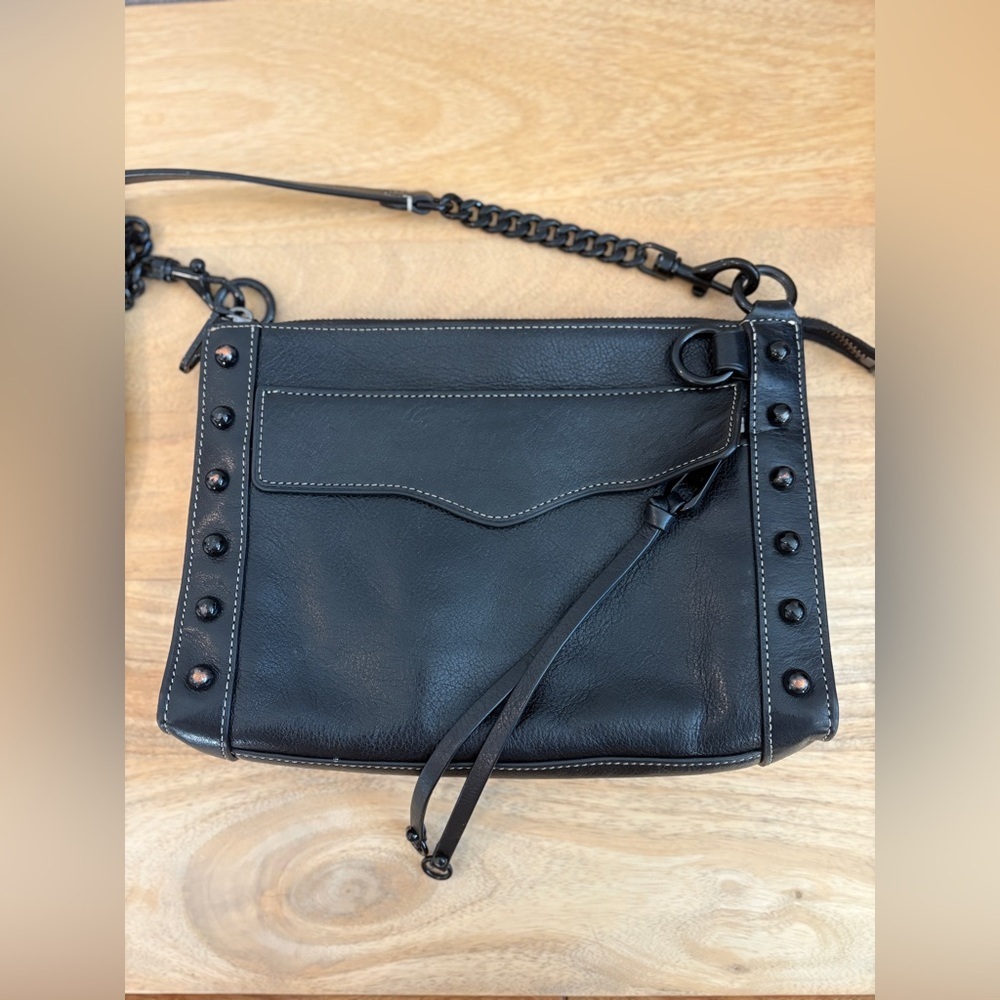 Rebecca Minkoff Womens MAB Studded Crossbody Bag Chain Strap Leather Black OS - Picture 3 of 10